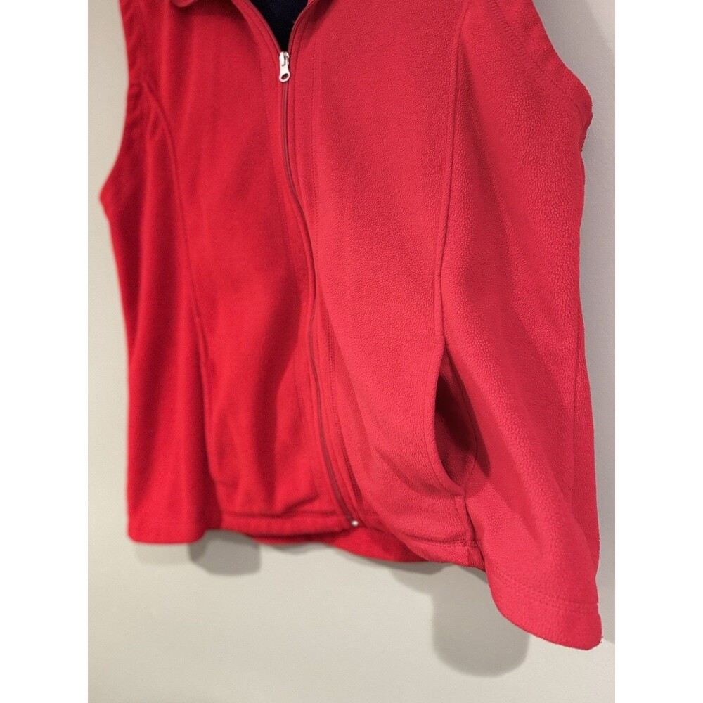 Laura Scott Women Fleece Vest Full Zip Pockets Sleeveless Red Womens XL Cozy EUC - Picture 6 of 16